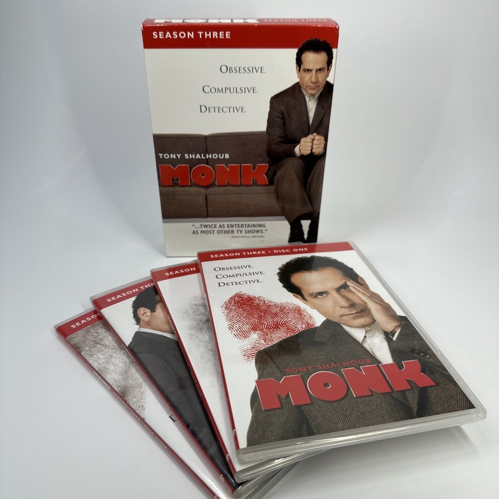 MONK The Complete Third Season 3 DVD Box Set Shalhoub TV Show Murder Mystery OCD